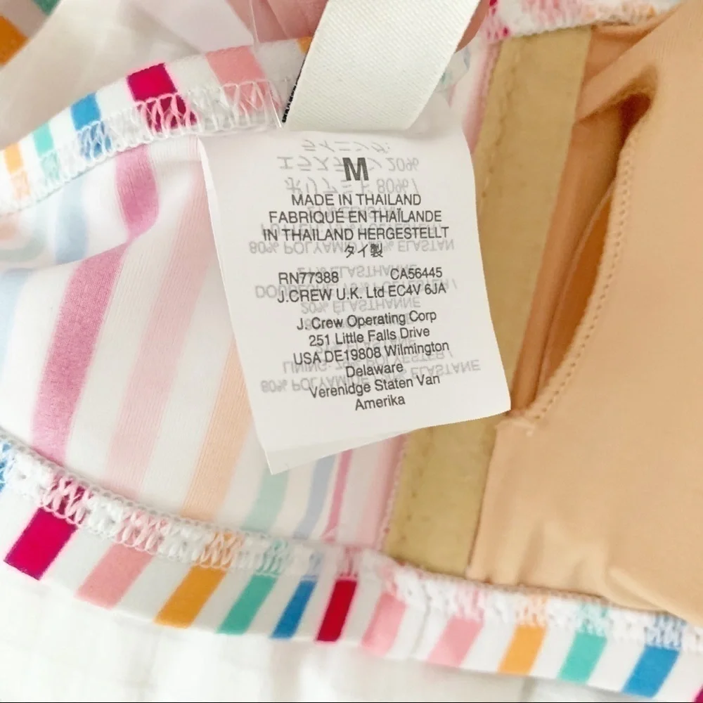 𝅺JCREW Factory Striped Ruffle Swimsuit Top NWTSizeM